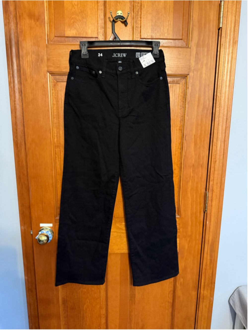 Women's J.Crew High Rise Slim Wide Leg Jeans Black Size 24